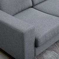 Homcom sofa 3-osobowa tapicerowana meble do siedzenia podłokietniki len ciemnoszary 200 x 82 x 78 cm(m-8)