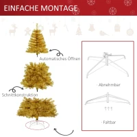 HOMCOM Künstlicher Weihnachtsbaum 1,8 m Christbaum Schnee einfacher Aufbau Tannenbaum 1000 Äste flammhemmend selbst aufblasend PET Stahl Gold Ø103 x 180 cm(m-6)