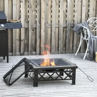 Misa paleniskowa 3 w 1 kosz paleniskowy z ochroną przed iskrami ruszt do grilla grill ogrodowy kolor czarny(m-2)