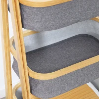 HOMCOM Standregal Lagerregal Bücherregal Bambusregal 3-stufiges Badregal Küchenregal faltbar für das Wohnzimmer Küche Bad Büro Bambus Natur+Dunkelgrau 45 x 31,5 x 108 cm(m-5)