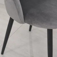 HOMCOM Zestaw 2 krzeseł do jadalni Krzesło kuchenne Krzesło biurowe z oparciem aksamit metal szary(m-8)