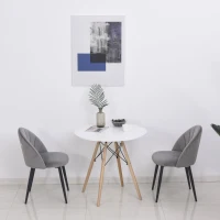 HOMCOM Zestaw 2 krzeseł do jadalni Krzesło kuchenne Krzesło biurowe z oparciem aksamit metal szary(m-2)