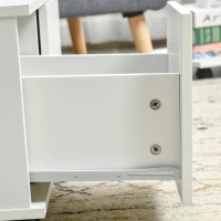 HOMCOM stolik pomocniczy stolik do kanapy z dwiema wysuwanymi szufladami 4 kółka otwarte półki stolik kawowy stolik do salonu nowoczesny prosty płyta wiórowa kolor biały 70 x 70 x 35 cm(m-9)