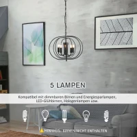 HOMCOM® Deckenlampe Pendelleuchte Hängeleuchte Deckenleuchte Industrie Vintage Schwarz(m-6)