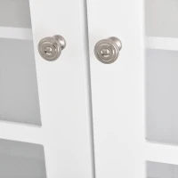 HOMCOM Szafka kuchenna z blatem, Szafka na naczynia, Bufet, Witryna, 6 komór, szklane drzwi, MDF, biały, 80 x 37 x 183 cm(m-11)