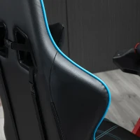 Vinsetto Gamingstuhl mit Kopfstütze Lendenkissen Bürostuhl mit Fußstütze höhenverstellbarer Schaumstoff Nylon Kunstleder Schwarz+Blau 72 x 77 x 128-138 cm(m-8)