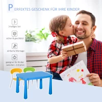 HOMCOM 3-tlg. Kindersitzgruppe mit Kindertisch 2 Stühle für 2-8 Jahre Kindermöbel PP-Kunststoff Bunt 76,5 x 54,5 x 49,5 cm(m-6)