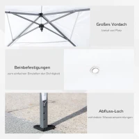 Outsunny Faltpavillon Pop-up Pavillon 6 x 3m Gartenzelt höhenverstellbar UV-schutz mit Tasche Metall-Verstrebungen Weiß(m-7)
