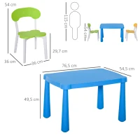HOMCOM 3-tlg. Kindersitzgruppe mit Kindertisch 2 Stühle für 2-8 Jahre Kindermöbel PP-Kunststoff Bunt 76,5 x 54,5 x 49,5 cm(m-3)