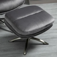 HOMCOM Relaxsessel mit Hocker Fernsehsessel mit Wippenfuntion Stahl Samt Grau+Silber 68 x 74 x 107 cm(m-10)