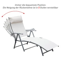 Outsunny ligbank strandbed ligbank voor buiten relax ligbed inklapbaar met kussen strand metaal + stof crèmewit 137 x 63,5 x 100,5 cm | Aosom.nl(m-5)