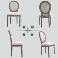 HOMCOM 2er Set Esszimmerstuhl Retro-Design Küchenstuhl Polsterstuhl mit Fußmatten 51 x 55 x 96 cm(m-6)