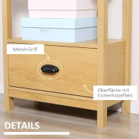 HOMCOM Strandregal Bücherregal 3-stufiges mit Schublade Büroregal Lagerregal Aktenregal Küchenregal MDF Eiche 60 x 30 x 150 cm(m-6)