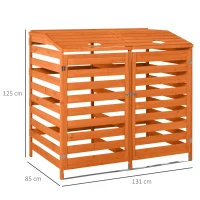 Boks na pojemniki na śmieci z przednimi drzwiami Śmietnik na 2 kosze o pojemności 240 l lite drewno(m-3)