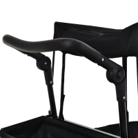 DURHAND® Bollerwagen Handwagen Gartenwagen mit Dach Faltbar extra Staubox Oxford Schwarz(m-10)