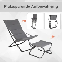 Outsunny® Sonnenliege mit Fußhocker Gartenliege Relaxliege Weiche Polsterung Polyester(m-5)