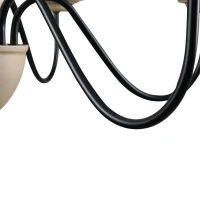 HOMCOM Kronleuchter Hängelampe 6-flammig Pendelleuchte mit Glas königlich traditionell klassisch mit 6 Armen, Stahl, Schwarz+Holzfarbe, 60x60x105 cm(m-7)