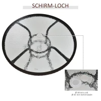 Outsunny Rattan Gartentisch runder Esstisch Glastisch Gartenmöbel Tisch Polyrattan+gehärtetes Glas Braun Ø80 x 71H cm(m-6)