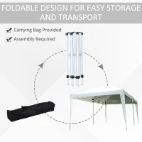 Outsunny 3 x 6 m Pop Up Gazebo with Sides and Windows, Height Adjustable Wedding Camping Party Tent Canopy Marquee with Storage Bag for Garden, Event, White(m-5)