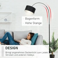 HOMCOM Stehleuchte mit 180° flexiblem Lampenschirm und verstellbarem Mast, mit rundem Metallsockel, Schlafsaal, Schwarz, Metall, Polyestergewebe, 97L x 33,5B x 179H cm(m-4)