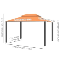 Outsunny 4 x 3 m Aluminum Garden Gazebo, Double Roof Outdoor Gazebo Canopy Shelter with Netting & Curtains for Garden, Lawn, Backyard and Deck, Orange(m-3)