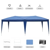 Outsunny Pop Up Gazebo 3 x 6m, Foldable Canopy Tent with Carrying Bag for Outdoor Garden Patio Party, Blue(m-6)