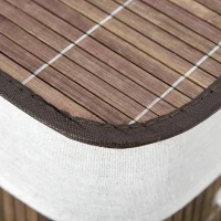 HOMCOM 100L kosz na pranie pojemnik na pranie organizator na pranie z 3 uchwytami wyjmowany bambus poliester bawełna metal brązowy + biały 52 x 32 x 63 cm(m-9)