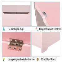 HOMCOM Spielzeugtruhe Kindersitzbank mit Stauraum 2-in-1 Truhenbank Spielzeugkiste Aufbewahrungstruhe 3+ Jahre Kindermöbel Rosa 60 x 30 x 50 cm(m-7)