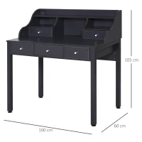 HOMCOM Schreibtisch mit Regal Schublade, Arbeitstisch, Computertisch, Bürotisch, MDF, Dunkelgrau, 100 x 60 x 105 cm(m-3)