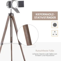 HOMCOM vloerlamp in hoogte verstelbare driepoot staande lamp leeslamp stalamp E14(m-7)