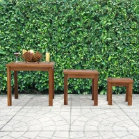 Outsunny Tuin salontafel 3-delige set stapeltafel bijzettafel koffietafel acaciahout naturel(m-2)