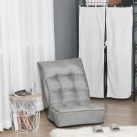 HOMCOM® Bodenstuhl Bodensessel Rückenlehne verstellbar modern für Wohnzimmer Büro Grau(m-2)