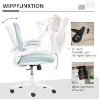 Vinsetto Bürostuhl mit Mesh-Gewebe Schreibtischstuhl Höhenverstellbarer Gaming-Stuhl Home-Office ergonomisches Design Schaumstoff Nylon Mesh Blau+Weiß 66 x 59 x 97-106,5 cm(m-5)