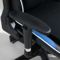 Vinsetto Gaming Stuhl mit Liegefunktion Bürostuhl Schreibtischstuhl mit Kopfstütze und Lendenkissen Griff verstellbar PVC Leder Blau+Schwarz 70 x 60 x 128-138 cm(m-9)