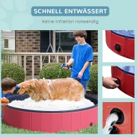 Pawhut hondenbad hondenzwembad waterbak zwembad Ø80 / 120 / 160 cm blauw/rood(m-6)