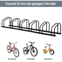 HOMCOM® STOJAK NA ROWERY 6-MIEJSCOWY czarny(m-4)