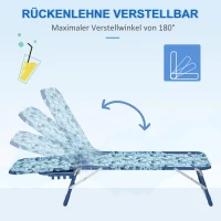 Outsunny Kinder Sonnenliege 180° verstellbar Strandliege Gartenliege Relaxliege Klappbar für 2-6 Jahre Metall Polyester Blau+Grün 118 x 40 x 24 cm(m-6)