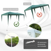 Outsunny 3 x 6 m Pop Up Gazebo with Sides and Windows, Height Adjustable Wedding Camping Party Tent Canopy Marquee with Storage Bag for Garden, Event, Green(m-6)