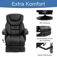 Fotel relaksacyjny fotel wypoczynkowy Relax Fotel TV Fotel jednoosobowy 135 °inclination 79x81x107cm Czarny HOMCOM®(m-5)