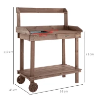 Stół do roślin Outsunny z szufladą 92 cm x 45 cm x 119 cm(m-3)