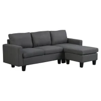 HOMCOM Ecksofa Stoffsofa Eckcouch Couchgarnitur mit Chaiselongue L-Form Leinen Grau(m-1)