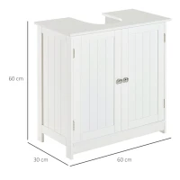 HOMCOM Under Sink Bathroom Storage Cabinet 2 Layers Vanity Unit Wooden - White(m-3)