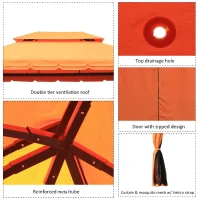 Outsunny 4 x 3 m Aluminum Garden Gazebo, Double Roof Outdoor Gazebo Canopy Shelter with Netting & Curtains for Garden, Lawn, Backyard and Deck, Orange(m-4)