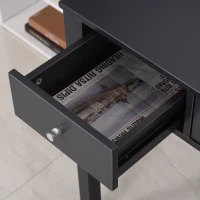 HOMCOM Schreibtisch mit Regal Schublade, Arbeitstisch, Computertisch, Bürotisch, MDF, Dunkelgrau, 100 x 60 x 105 cm(m-11)