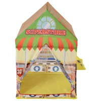 HOMCOM Kinderspielhaus Spielzelt Supermarkt Tür und Verkaufsfenster 3 Jahre Rollenspiel Polyester 93 x 69 x 103 cm(m-5)