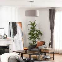 HOMCOM Hängeleuchte LED Deckenlampe Deckenstrahler elegant 36 W Küche Bar Wohnzimmer Schlafzimmer Stahl Hellgrau 59L x 59B x 44H cm(m-5)