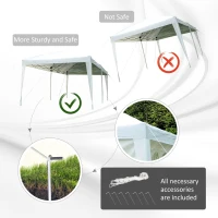 Outsunny 3 x 6 m Pop Up Gazebo with Sides and Windows, Height Adjustable Wedding Camping Party Tent Canopy Marquee with Storage Bag for Garden, Event, White(m-6)