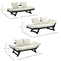 Sofa rozkładana 2-osobowa sofa z funkcją spania regulowana tkanina kolor kremowy(m-3)