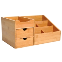 HOMCOM® ORGANIZER NA BIURKO POJEMNIK Z 2 SZUFLADAMI naturalny L33 x 20,5 x 15,5 cm (DxSxW)