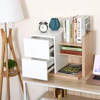 HOMCOM Schreibtisch Organizer Bücherregal Schreibtischregal 2 Schuhbladen Spanplatten MDF Home Office Küche Eingangsbereich Weiß 60 x 40 x 45 cm(m-2)